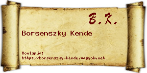 Borsenszky Kende névjegykártya